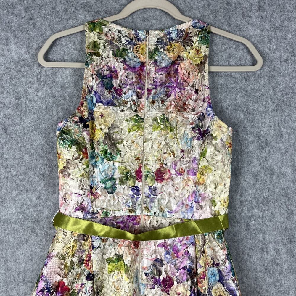 Tahari Arthur S Levine Fairy Dress Womens 2 Floral Crochet Lace Mesh Romantic - Picture 13 of 15
